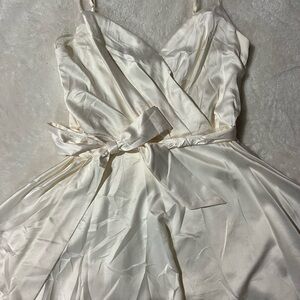 B Darlin Cream Satin Wrap Dress